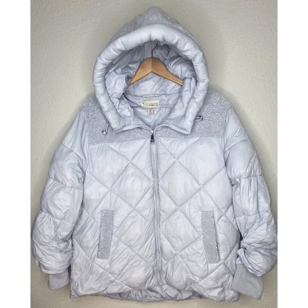 Koolaburra By UGG Women XXL Quilted Puffer Hooded Sherpa Jacket Thick Zip Coat